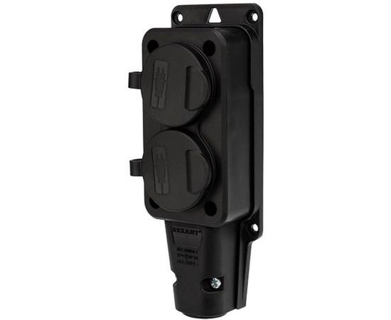 Штепсельная двухместная розетка REXANT влагозащищенная, с/з, 16 А, IP54 каучук 111-112 