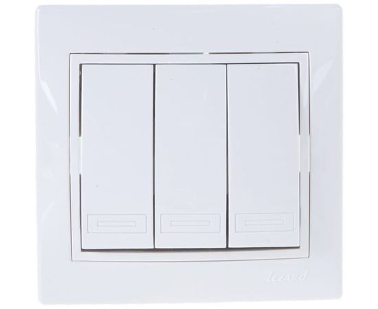 Тройной выключатель LEZARD MIRA белый с белой вставкой 701-0202-109 