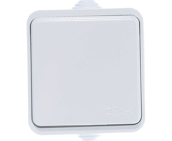 Одинарная розетка IN HOME с заземлением, с крышкой AQUA белая полугерметичная 3112 4690612000459 
