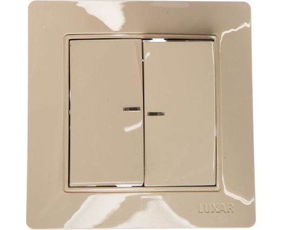 Выключатель LUXAR Novo с/у 2 клавиши, с подсветкой, кремовый, 250В 10А 4606400420248 