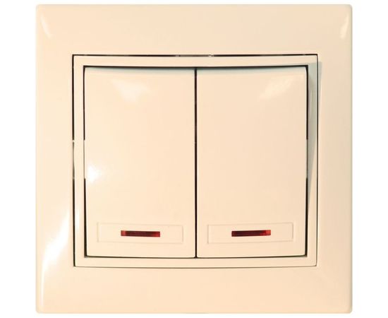 Двухклавишный выключатель Jilion с подсветкой бежевый 9533145 