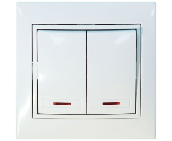 Двухклавишный выключатель Jilion с подсветкой белый 9533144 