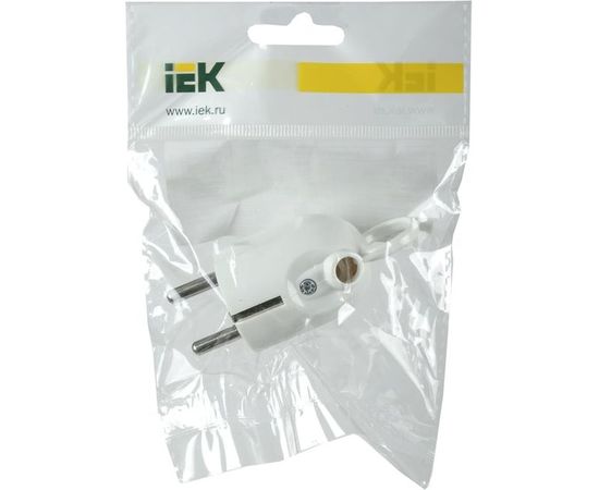 Разборная угловая вилка IEK ВПу12-01-Ст, с заземляющим контактом, с кольцом, 16А, белая EVP12-16-01-K01 – изображение 2