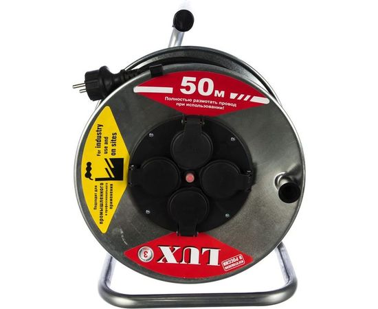 Удлинитель силовой на металл.катушке LUX 54150 К4-Е-50 КГ 3x1.5 50м 16А 4 роз. с з/к, защитой и крышк. IP44 4606400420408 – изображение 2