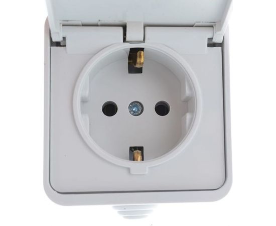 Одинарная розетка IN HOME с заземлением, с крышкой AQUA белая полугерметичная 3112 4690612000459 – изображение 3