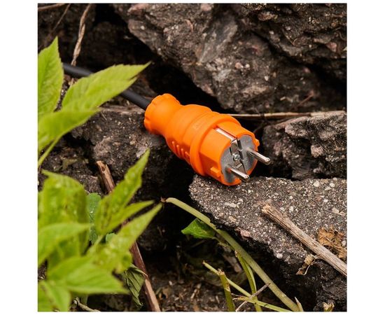 Прямая влагозащищенная вилка REXANT с заземлением, 16А, IP44, каучук оранжевая 111-015 – изображение 4