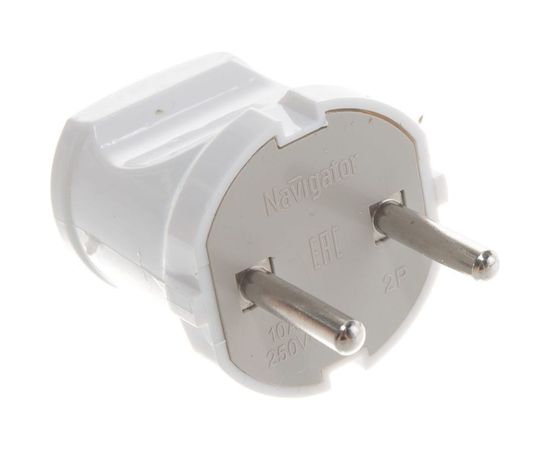 Вилка Navigator NCA-PL01-6A-X-WH прямая, без заземления, белая 61358 – изображение 3