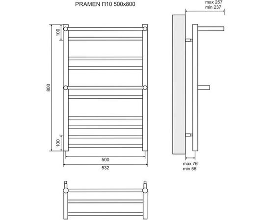 Водяной полотенцесушитель Lemark Pramen 500x800 LM33810 – изображение 2