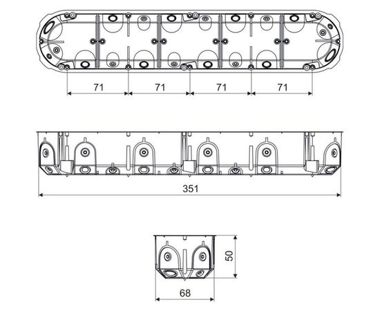 Установочная коробка для полых стен KOPOS 68х351х50мм KPL 64-50/5LD_NA – изображение 4