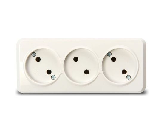 Розетка Smartbuy 3-местная 10А без заземления белая Юпитер SBE-03w-10-S3-N 