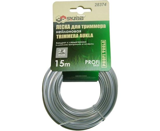 Леска для триммера (2.4 мм х 15 м; квадрат с сердечником) SKRAB 28374 