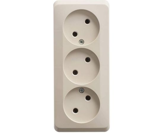 Тройная розетка Schneider Electric ЭТЮД, O/У без заземления, без шторок, 16А 250B кремовый PA16-009K 