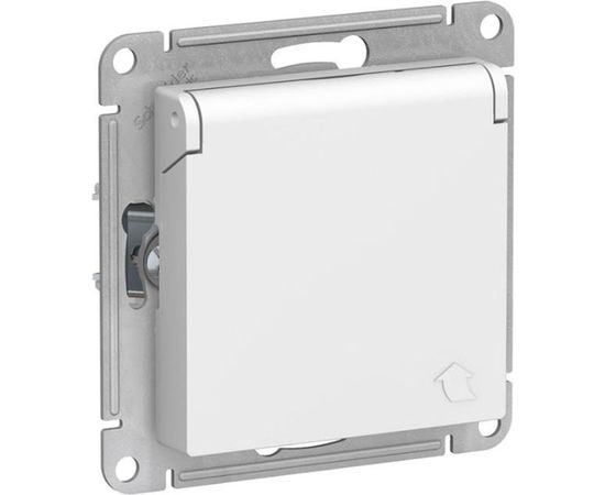 Розетка Schneider Electric AtlasDesign Белый с заземлением со шторками с крышкой, 16А, IP20 ATN000146 
