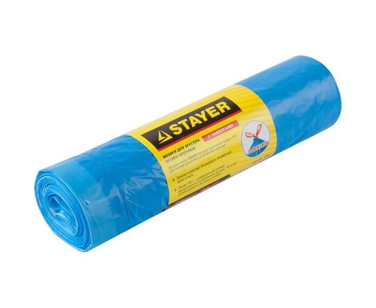 Мешки для мусора "Comfort" с завязками, особопрочные, голубые, 120л, 10шт Stayer 39155-120 