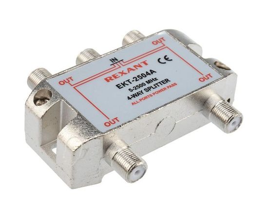 Делитель REXANT ТВ х 4 под F разъём, 5-2500 МГц, СПУТНИК 05-6203 