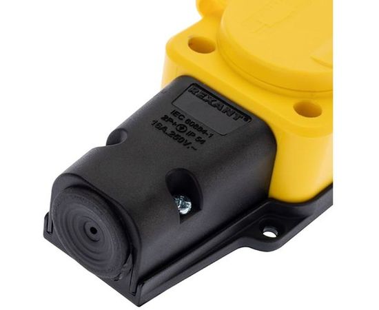 Трехместная розетка REXANT влагозащищенная, с заземлением, 16 А, IP54, каучук желтая 111-126 – изображение 11