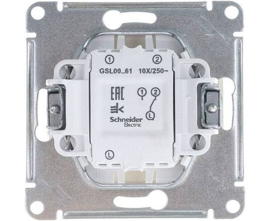 1-клавишный переключатель Schneider Electric GLOSSA 10АХ, АЛЮМИНИЙ GSL000361 – изображение 3
