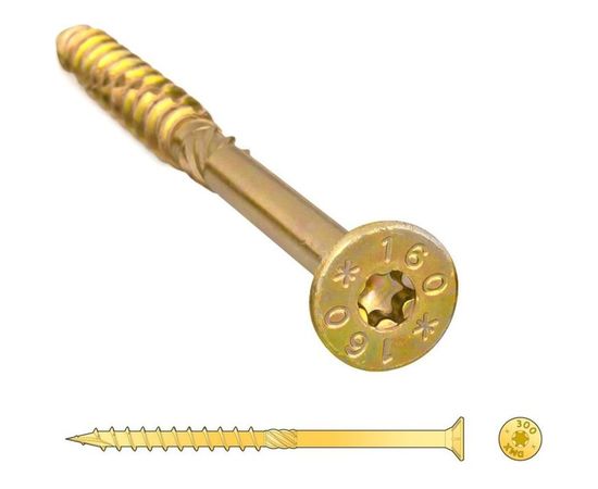 Шуруп Rusconnect CS 06090 с/нарез. д/дерева, потай, 6х90, 100 шт. Желтый цинк 310609 – изображение 2