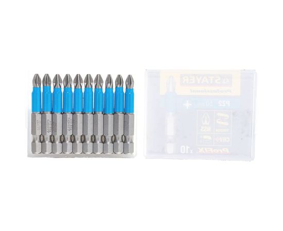 Биты PROFESSIONAL ProFix Pozidriv (10 шт; 50 мм; PZ2; 1/4") STAYER 26223-2-50-10_z01 – изображение 2