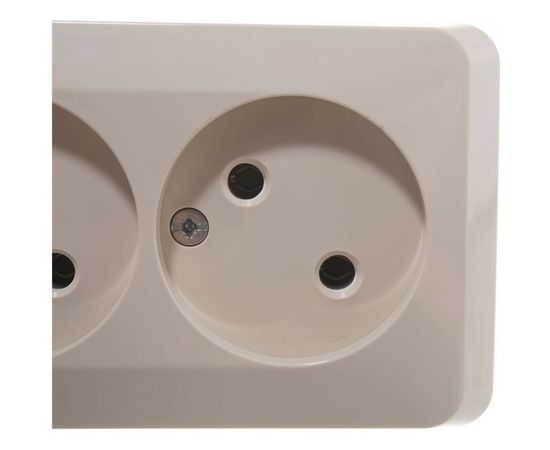 Тройная розетка Schneider Electric ЭТЮД, O/У без заземления, без шторок, 16А 250B кремовый PA16-009K – изображение 2