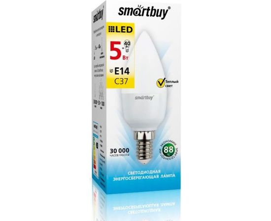 Светодиодная лампа Smartbuy LED C37-05W/3000/E14 SBL-C37-05-30K-E14 – изображение 2
