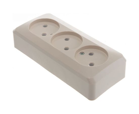 Тройная розетка Schneider Electric ЭТЮД, O/У без заземления, без шторок, 16А 250B кремовый PA16-009K – изображение 6