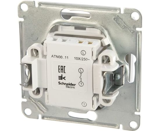 Одноклавишный механизм выключателя Schneider Electric ATLAS DESIGN сх.1 10АХ алюминий ATN000311 – изображение 3