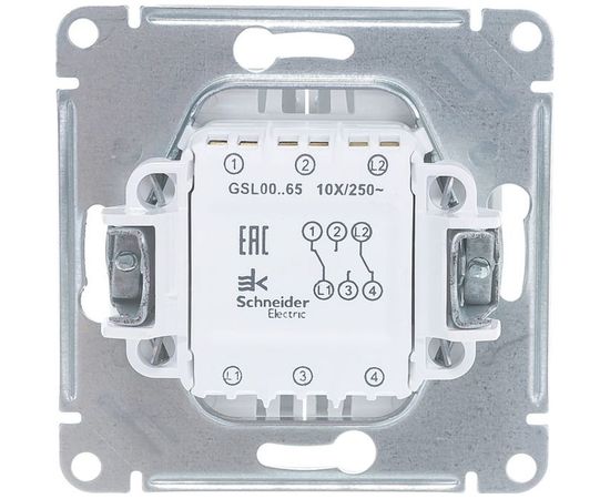2-клавишный механизм переключателя Schneider Electric СП Glossa сх.6 10AX белый GSL000165 – изображение 3