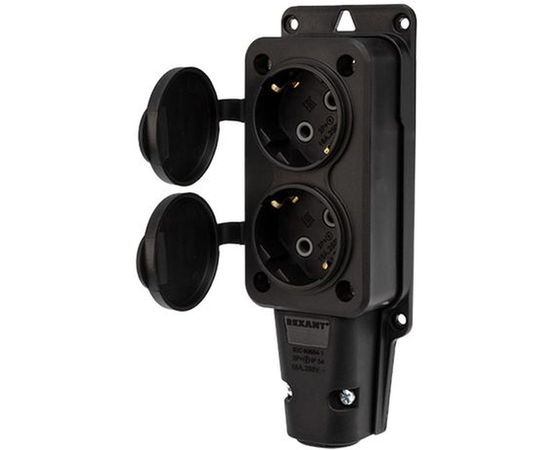 Штепсельная двухместная розетка REXANT влагозащищенная, с/з, 16 А, IP54 каучук 111-112 – изображение 6
