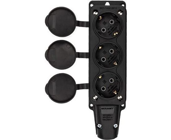 Штепсельная трехместная розетка REXANT влагозащищенная, с/з, 16 А, IP54 каучук 111-113 – изображение 4