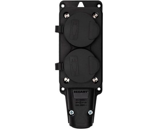 Штепсельная двухместная розетка REXANT влагозащищенная, с/з, 16 А, IP54 каучук 111-112 – изображение 4