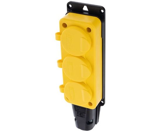 Трехместная розетка REXANT влагозащищенная, с заземлением, 16 А, IP54, каучук желтая 111-126 – изображение 7