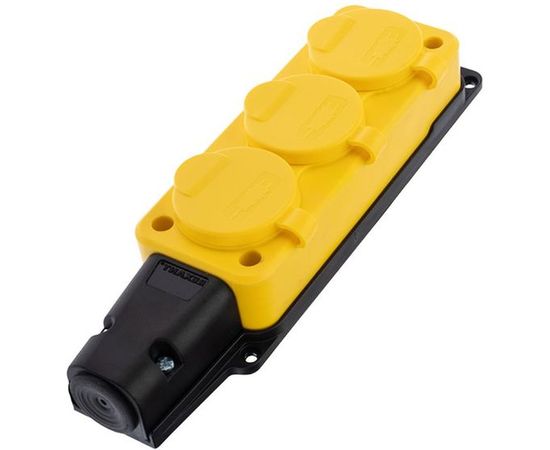 Трехместная розетка REXANT влагозащищенная, с заземлением, 16 А, IP54, каучук желтая 111-126 – изображение 6