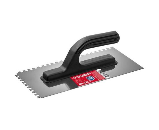 Гладилка Мастер Зубр 130x270 мм, 6x6 мм, штукатурная зубчатая нержавеющая с пластиковой ручкой 08042-06 