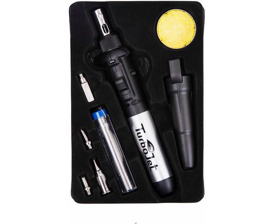 Газовый паяльник с пъезоподжигом в наборе Turbojet TJ150-B 