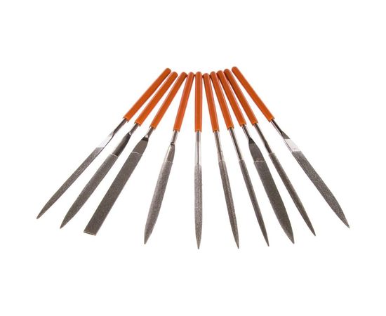 Набор надфилей алмазных, 160х70х4 мм, обрезиненные рукоятки 10 шт. чехол КОБАЛЬТ 790-182 