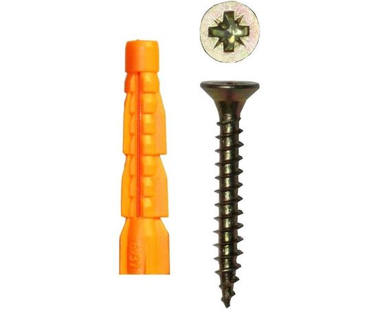 Саморез ШУж Tech-Krep 4,0х70 потайная головка + универсальный дюбель 6х52 14 шт - пакет 112940 