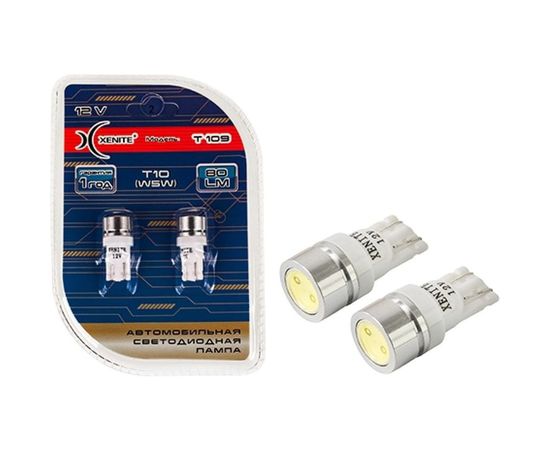 Автомобильная лампа XENITE T 109, 12V/Т10, W5W, Яркость 80 LM, 2 шт. 1009272 