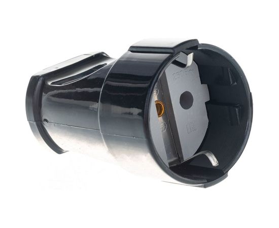 Переносная одноместная розетка STEKKER с заземляющим контактом, пластик 250В, 16А, IP20, черная 32854 