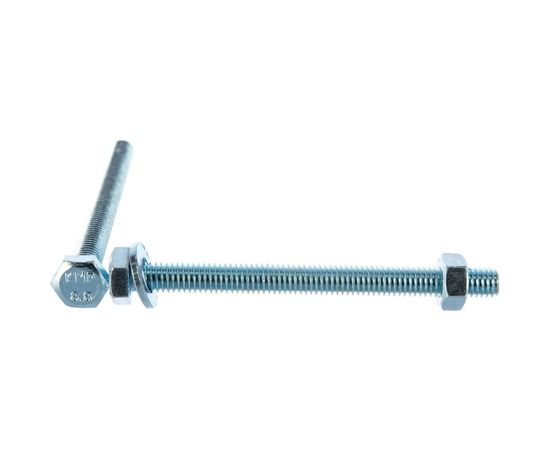 Болт Tech-Krep DIN933 с шестигранной головкой, оцинкованный М6х70 + гайка + шайба 4 шт - пакет 130184 