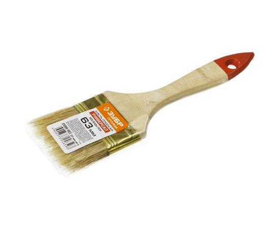 Плоская кисть, светлая щетина, деревянная ручка, 63мм Зубр УНИВЕРСАЛ-ОПТИМА 01099-063_z01 – изображение 2