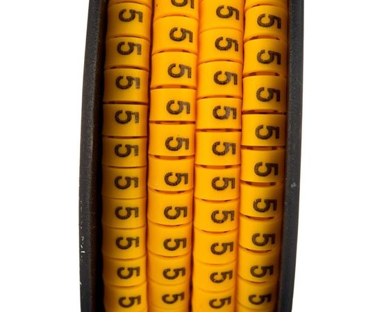 Кабель-маркер STEKKER 5 для провода сеч.2,5мм, желтый, CBMR25-5 39102 – изображение 2