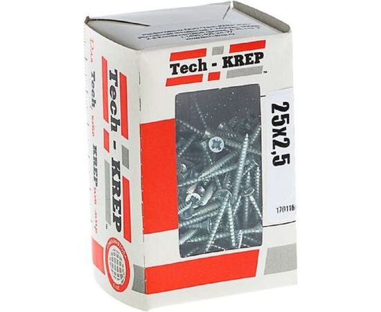 Универсальный саморез Tech-Krep 25х2,5 мм 200 шт оцинкованный, коробка с окном 102159 – изображение 2