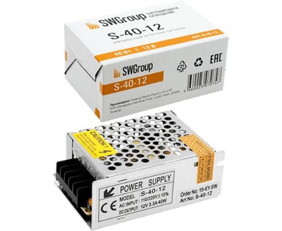 Блок питания SWG S-40-12 сетка, 40 W, 12V 00000000126 – изображение 2