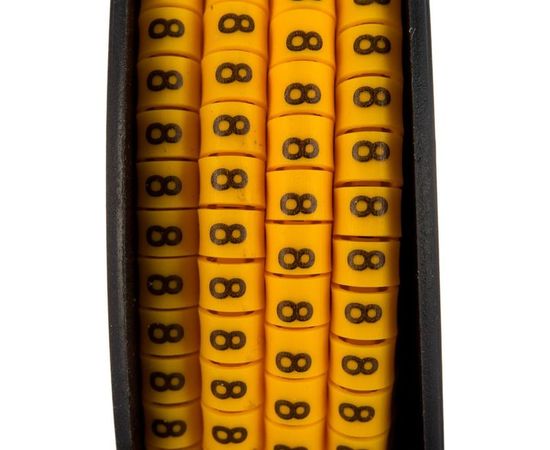 Кабель-маркер STEKKER 8 для провода сеч.2,5мм, желтый, CBMR25-8 39105 – изображение 2