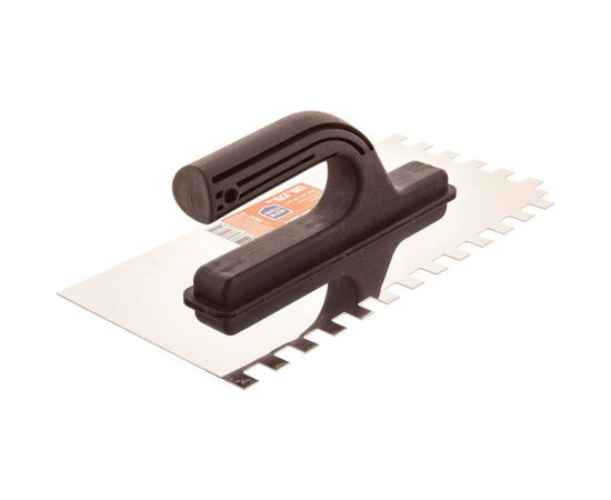 Гладилка Зубр Мастер 130x270мм, 10x10 мм, штукатурная зубчатая нержавеющая с пластиковой ручкой 08042-10 – изображение 2