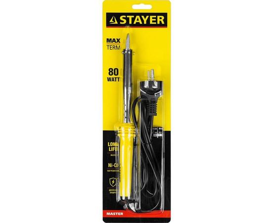 Паяльник Stayer MASTER с пластмассовой рукояткой и долговечным жалом 80 Вт клин 55305-80 – изображение 8