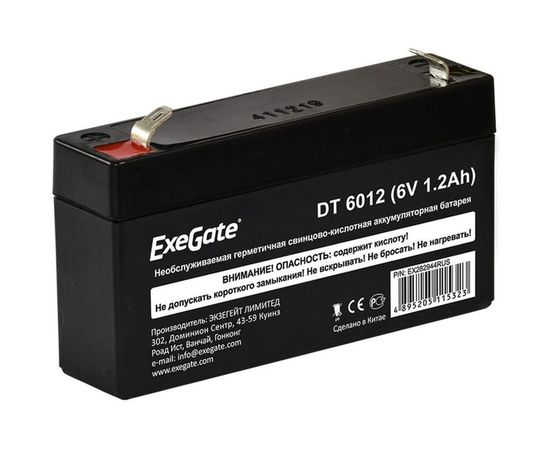 Батарея аккумуляторная АКБ DT 6012 6V 1.2Ah, клеммы F1 ExeGate 282944 