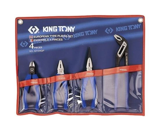 Набор пассатижей, плоскогубцев и бокорезов 4шт KING TONY 42104GP01 