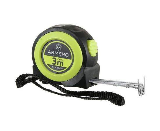Рулетка с автоблокировкой, 3м/16мм, магнит, нейлон ARMERO A100/031 